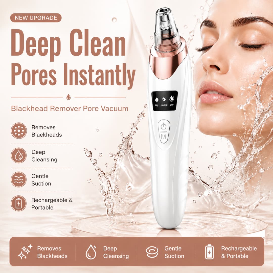 Electric Blackhead Remover ā Facial Pore Vacuum with Multiple Suction Levels