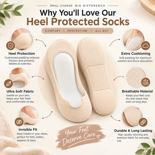 Double Padded Heel Protector Socks Pair – Releif For Heel Pain, Breathable & All Day Comfort